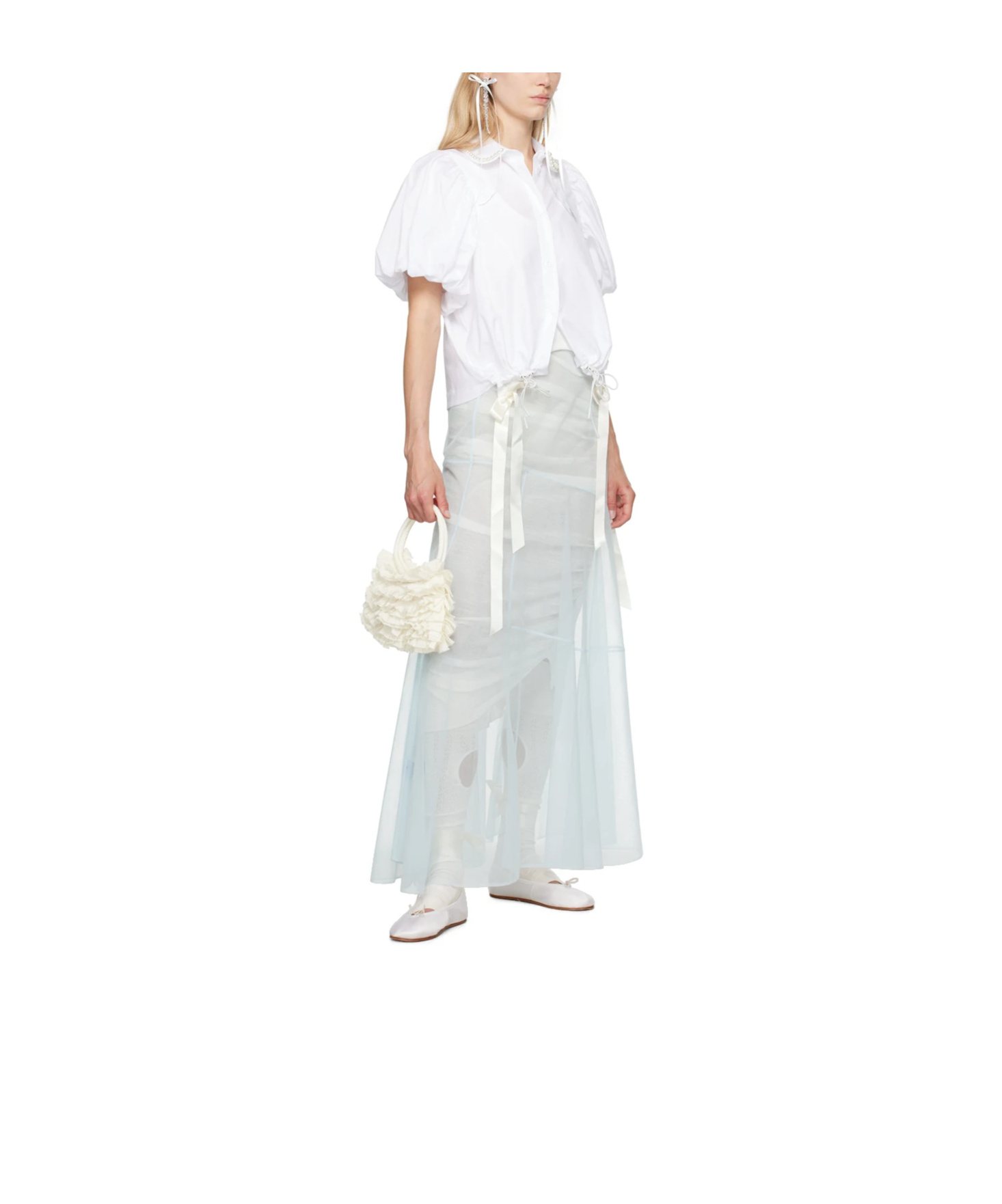 Simone Rocha Bow Ribbon Drip Earrings In White