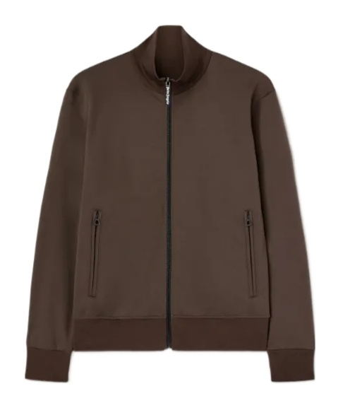 Palm Angels Chocolate Brown Jacket With Roll Neck And Logo Detail In Brown