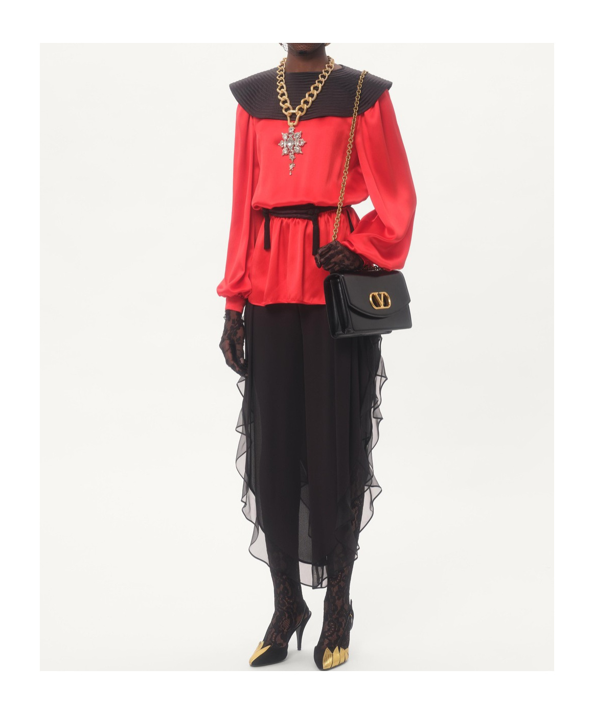 Valentino Georgette Baloon Pants In Black