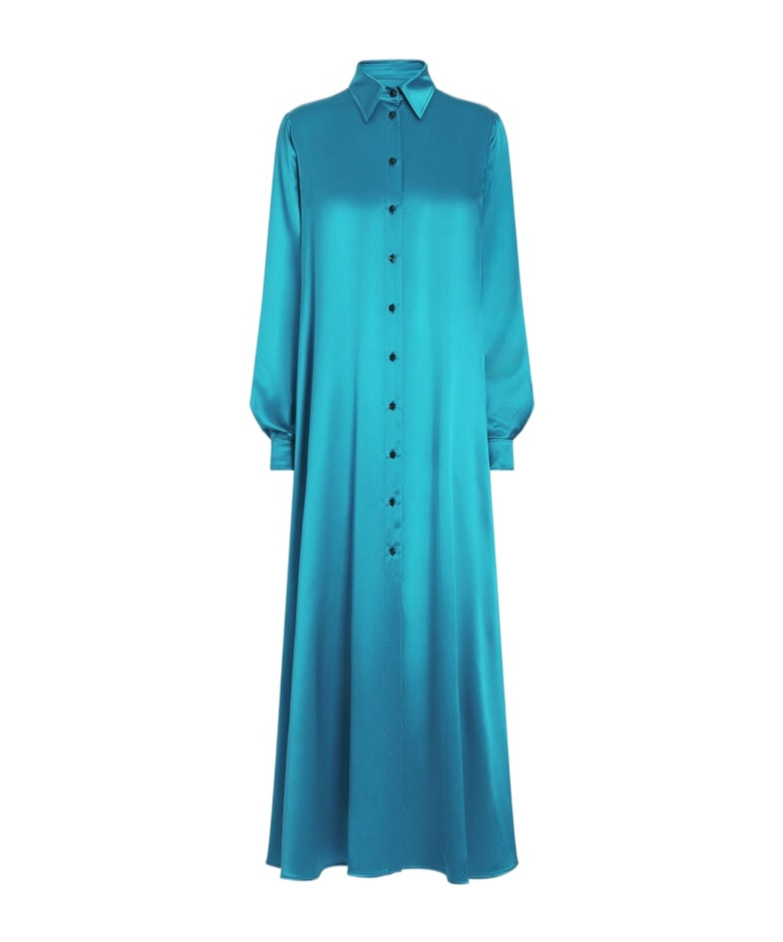 Dolce & Gabbana Satined Shirt Dress In Green