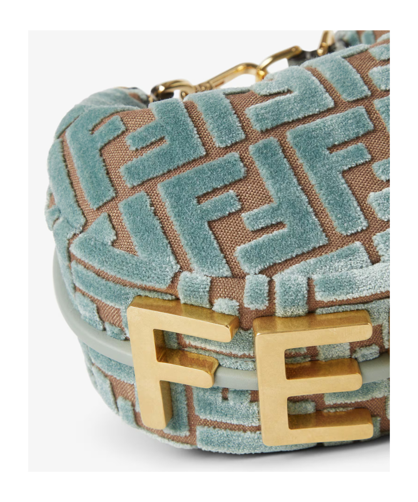 Fendi Mini Graphy Jacquard Shoulder Bag In Green