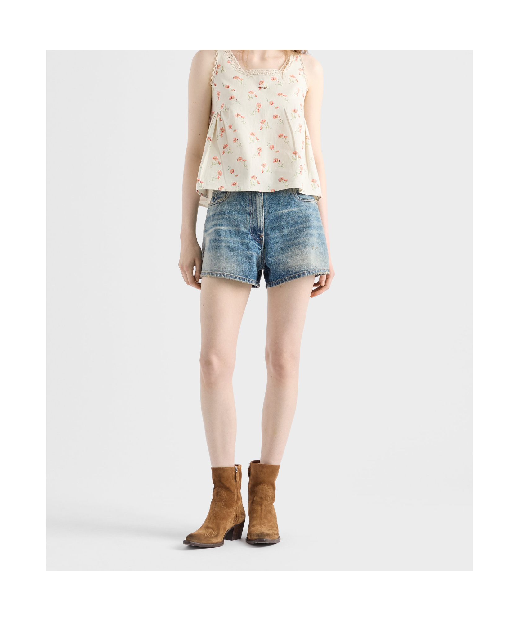 Prada Womens Blue Washed Regular-fit Denim Shorts In Blue