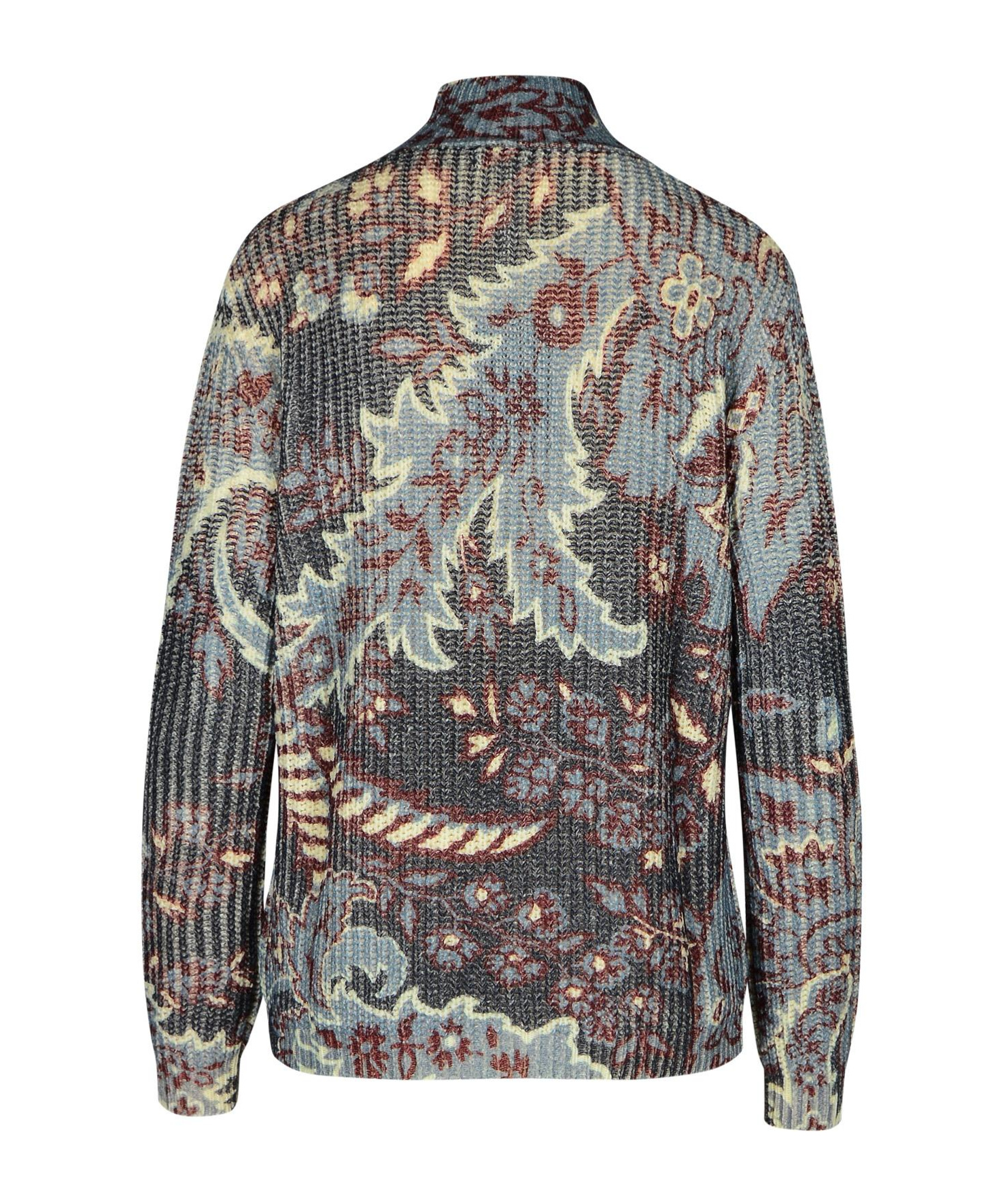 Shop Etro Motif Printed High Neck Jumper In Gray