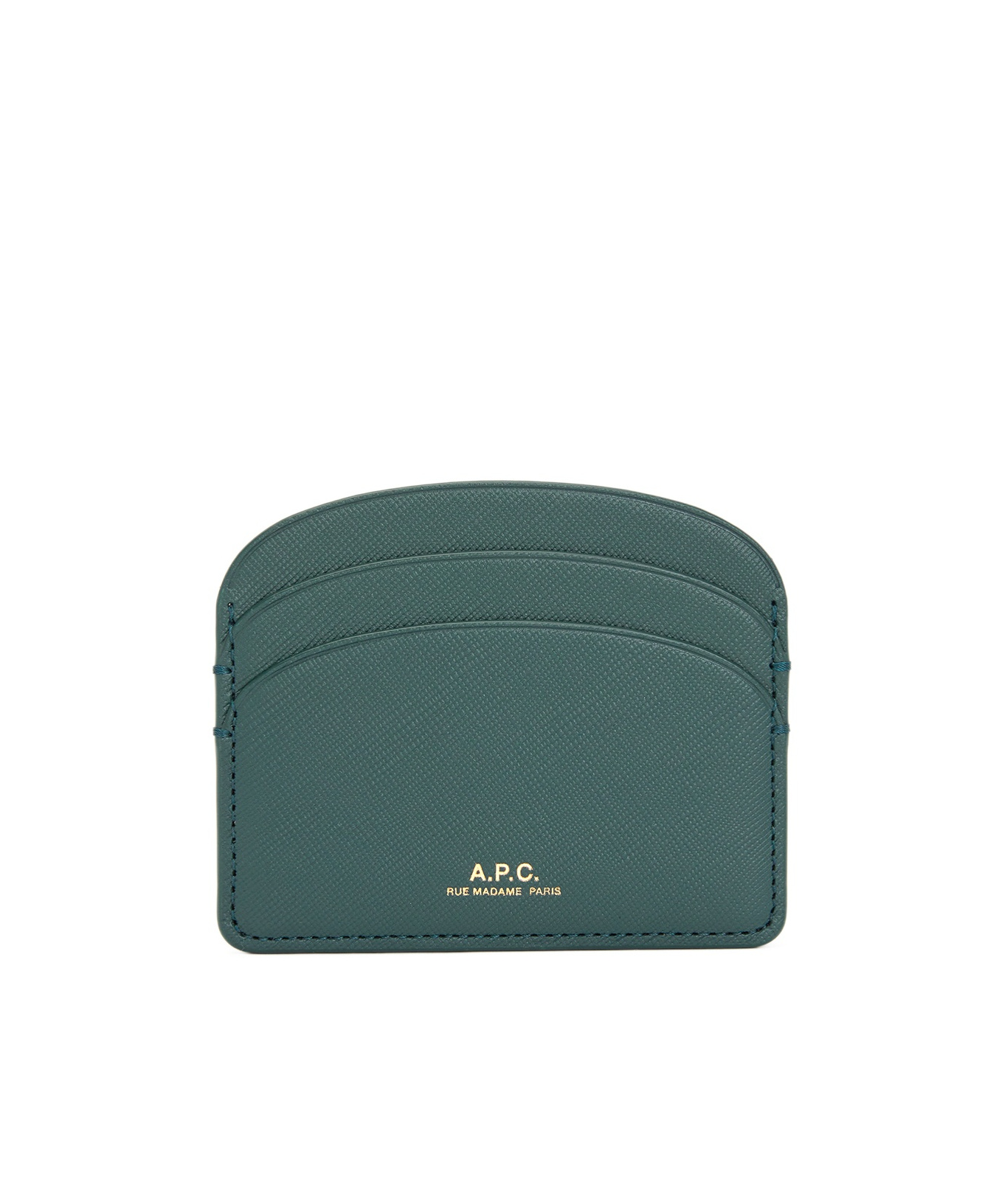 Apc Demi-lune Leather Cardholder In Green