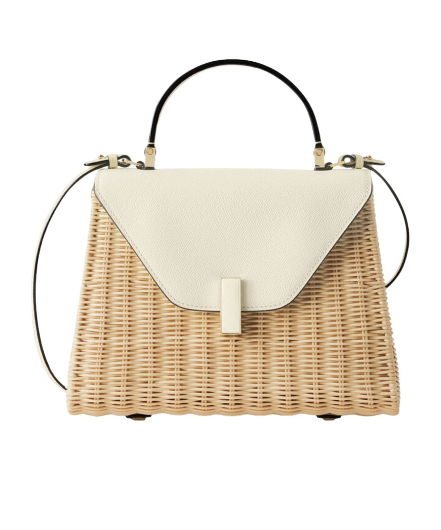Valextra Iside Wicker Top Handle Medium Bag In Brown