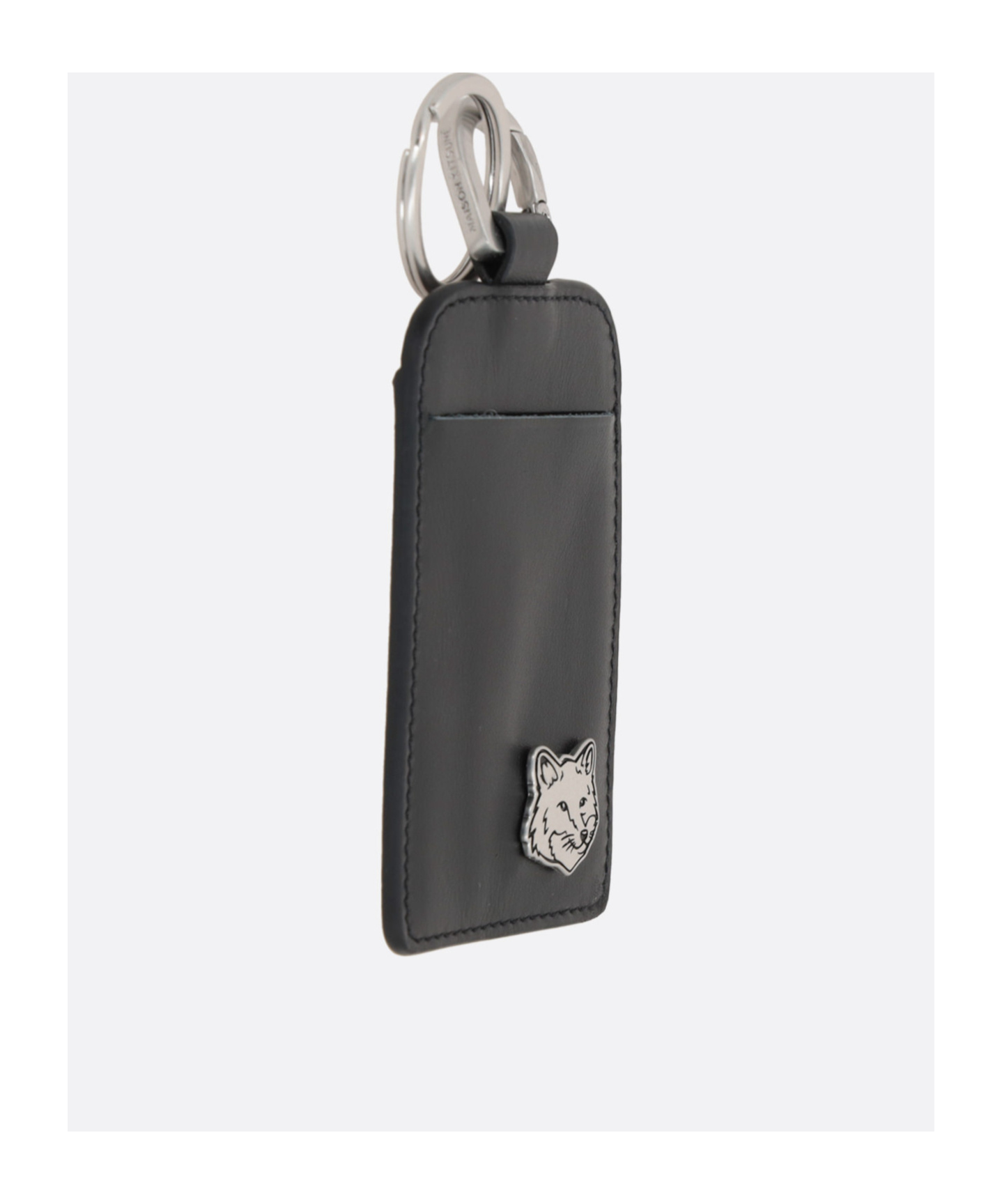 Maison Kitsuné Fox Head Leather Card Holder In Black