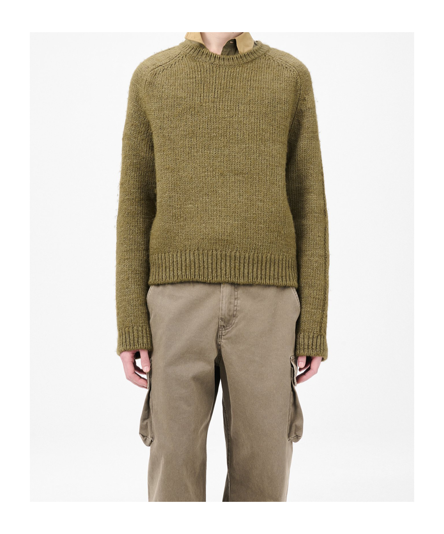 Our Legacy Textured Knit Crew Neck Sweater In Green