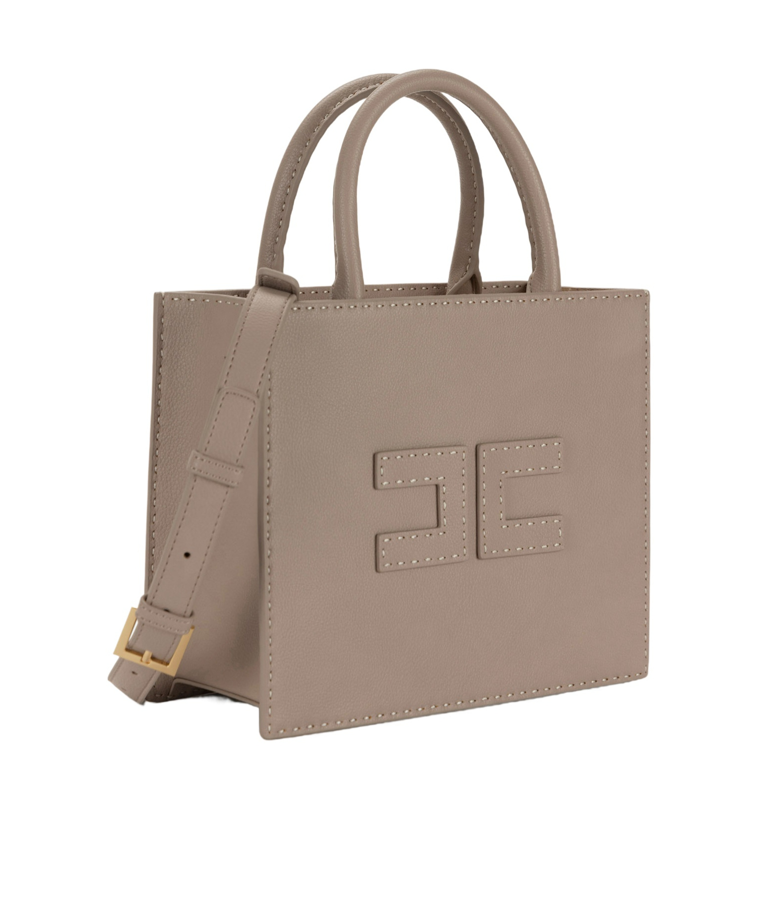 Shop Elisabetta Franchi Medium Franchi Tote Bag In Nude