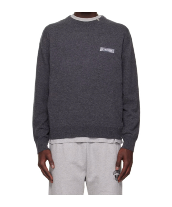 We11 Done Black Logo Knit Pullover Sweater In Green