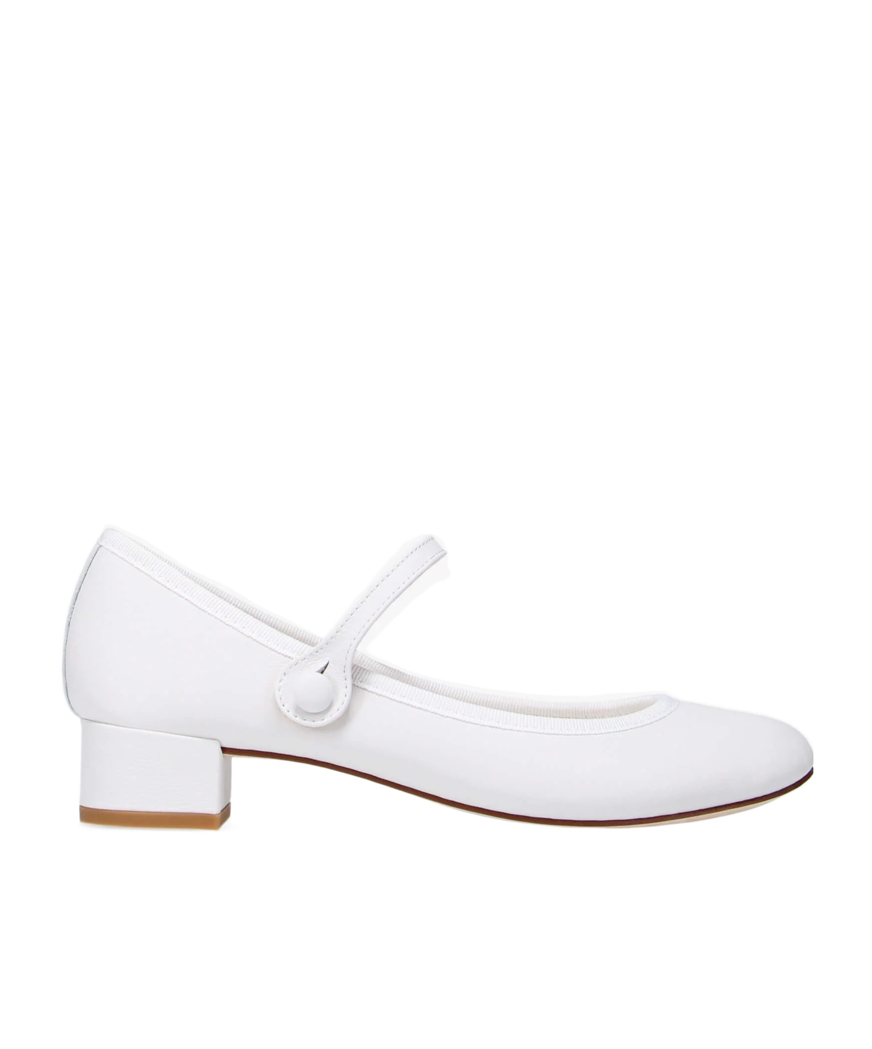 Repetto White Rose Mary Jane Heels In White
