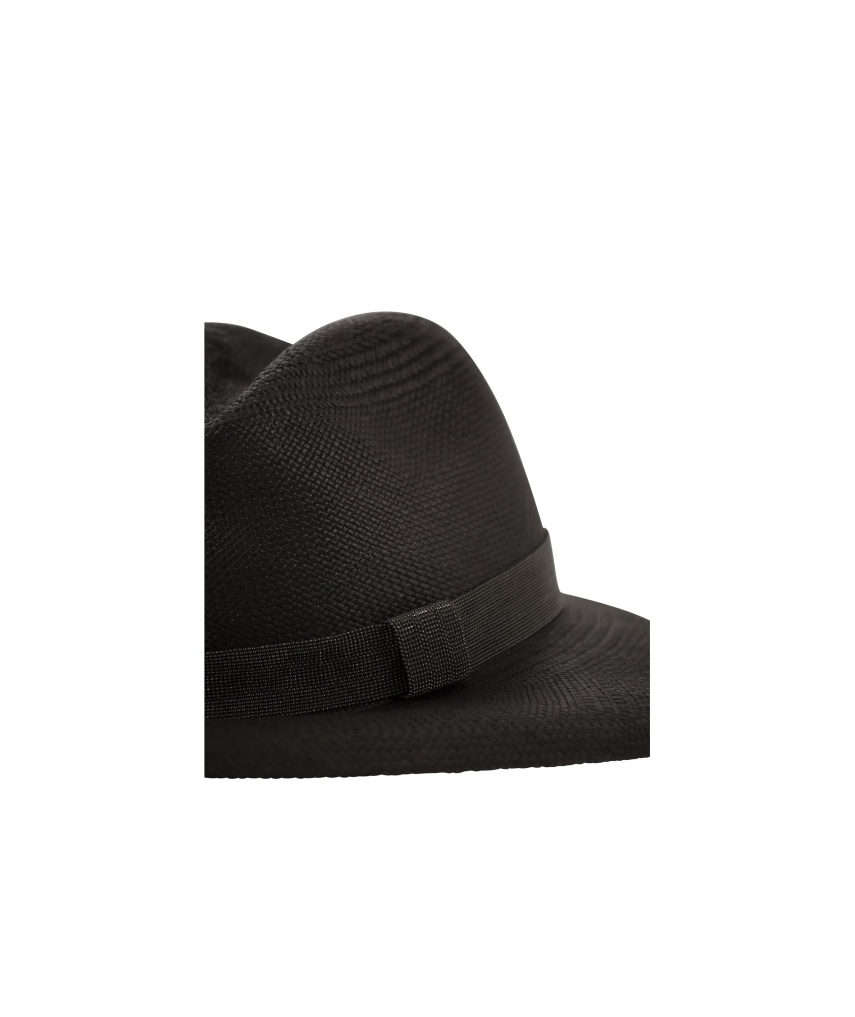 Brunello Cucinelli Straw Hat With Precious Band In Black