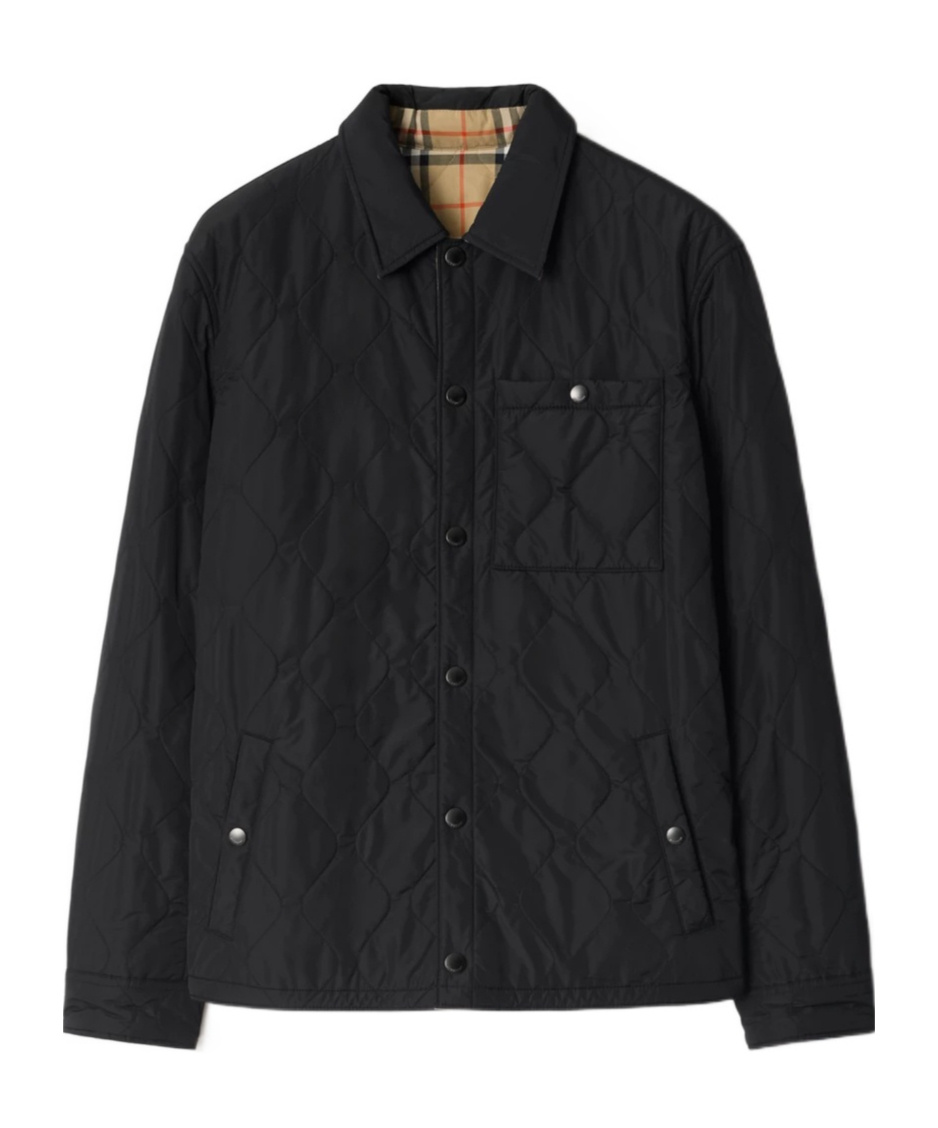Burberry Reversible Vintage Check Thermoregulated Overshirt In Black