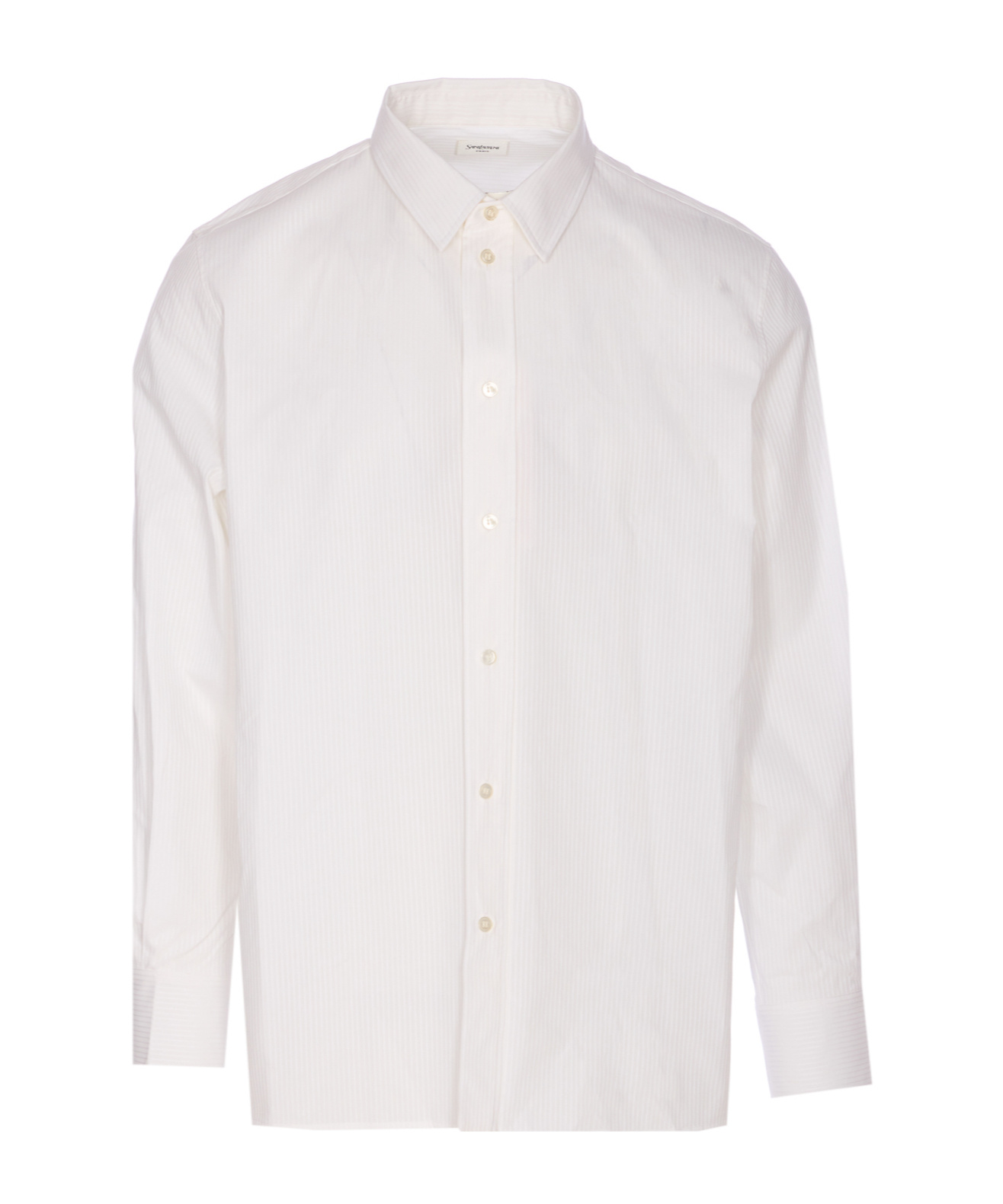 Saint Laurent Button-down Collar Long Sleeve Cuffed Shirt In White