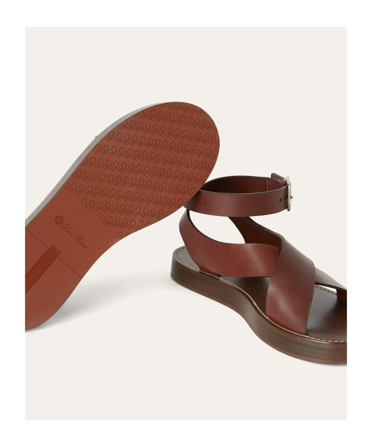 Loro Piana Criss-cross Leather Sandals In Brown