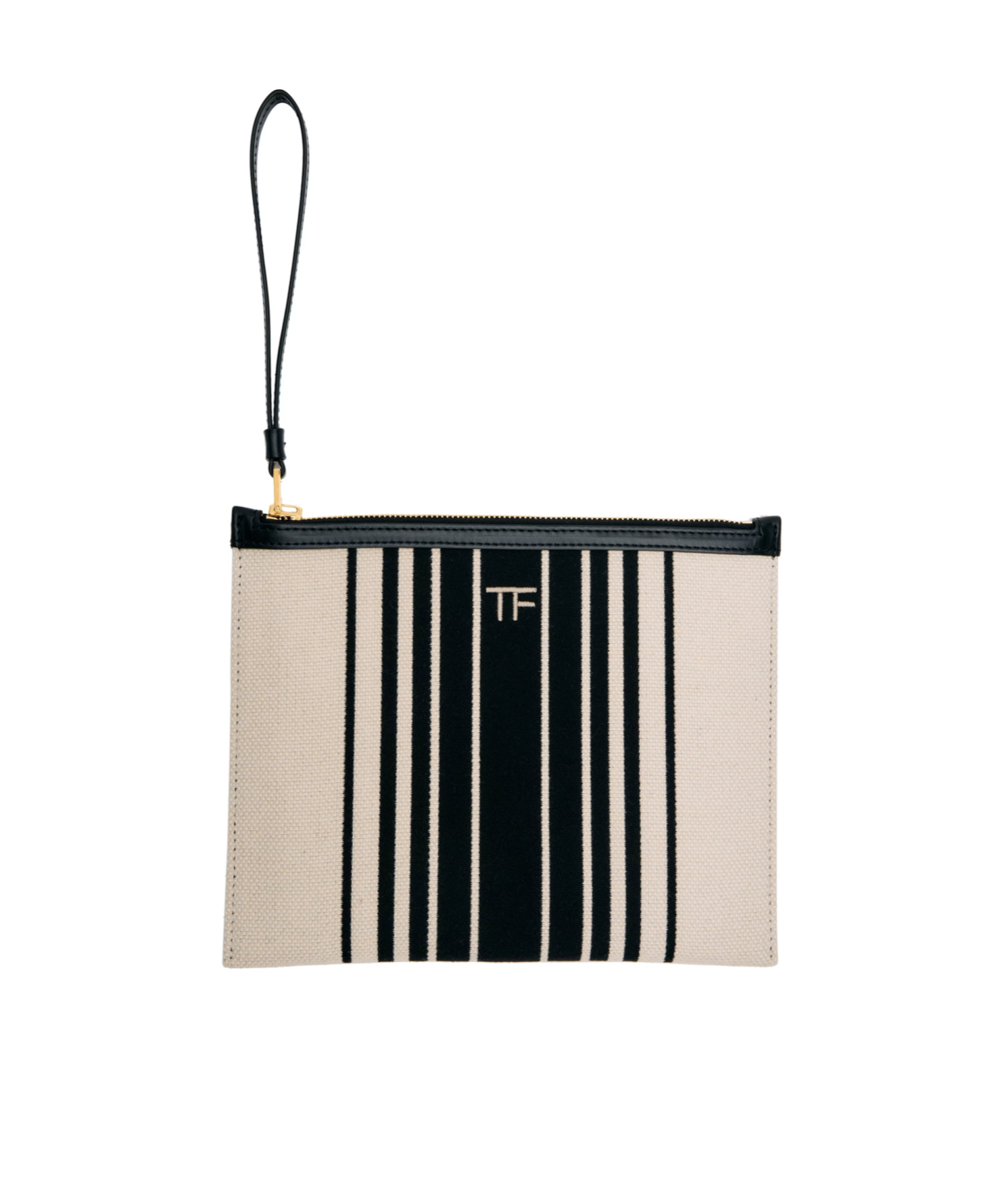 Tom Ford Logo Embroidered Clutch Bag In Black