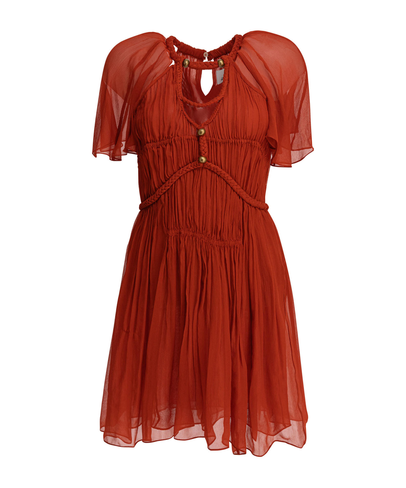 Shop Isabel Marant Short Sleeve Dress In Orange