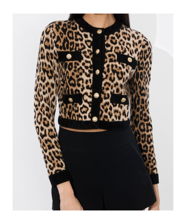 Alice And Olivia Claira Leopard Cardigan In Animal Print