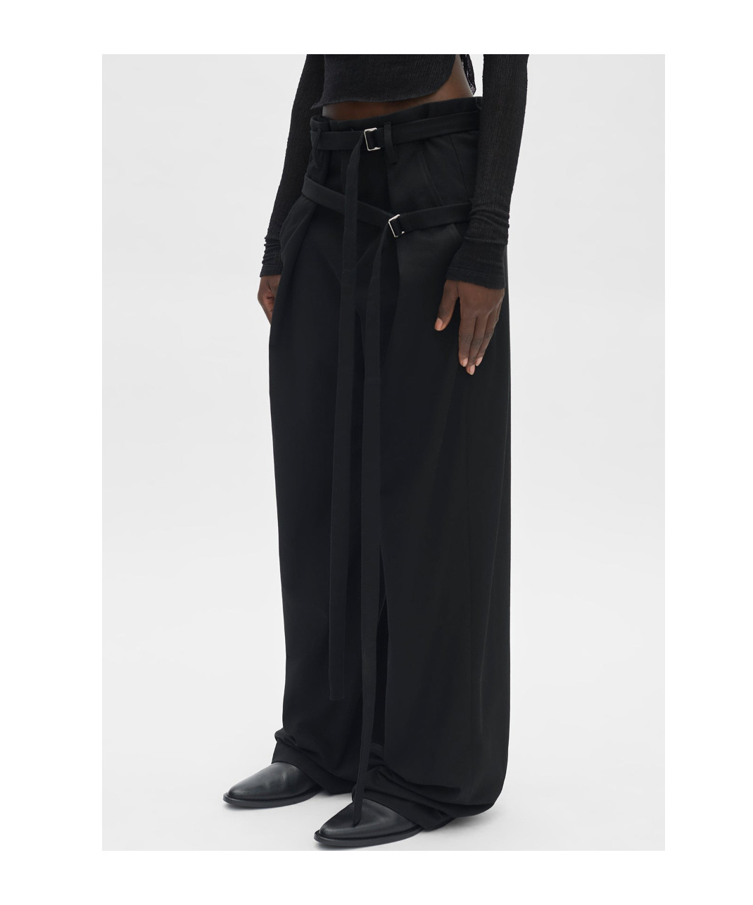 Ann Demeulemeester Jilleke High Comfort Double Belted Trousers In Black