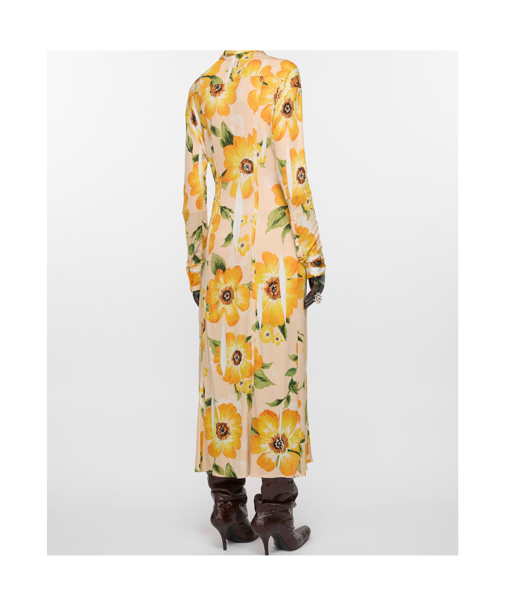 Acne Studios Orange Button-up Printed Midi Dress In Nude