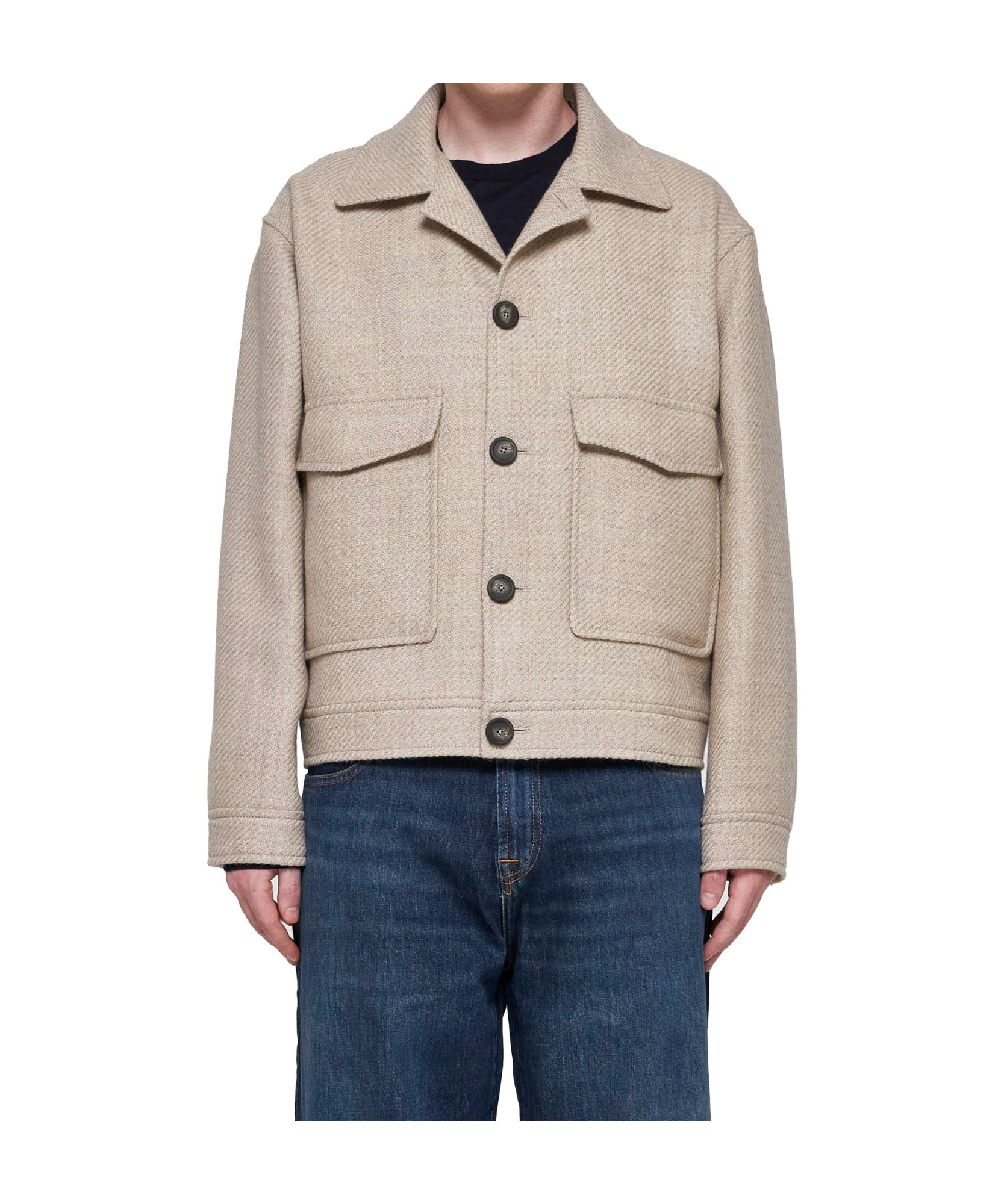 Shop Tagliatore Long-sleeved Button-up Coat In Nude