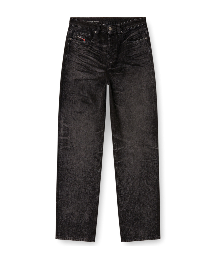 Diesel Relaxed Fit Wide Leg Trousers With Pockets In Black