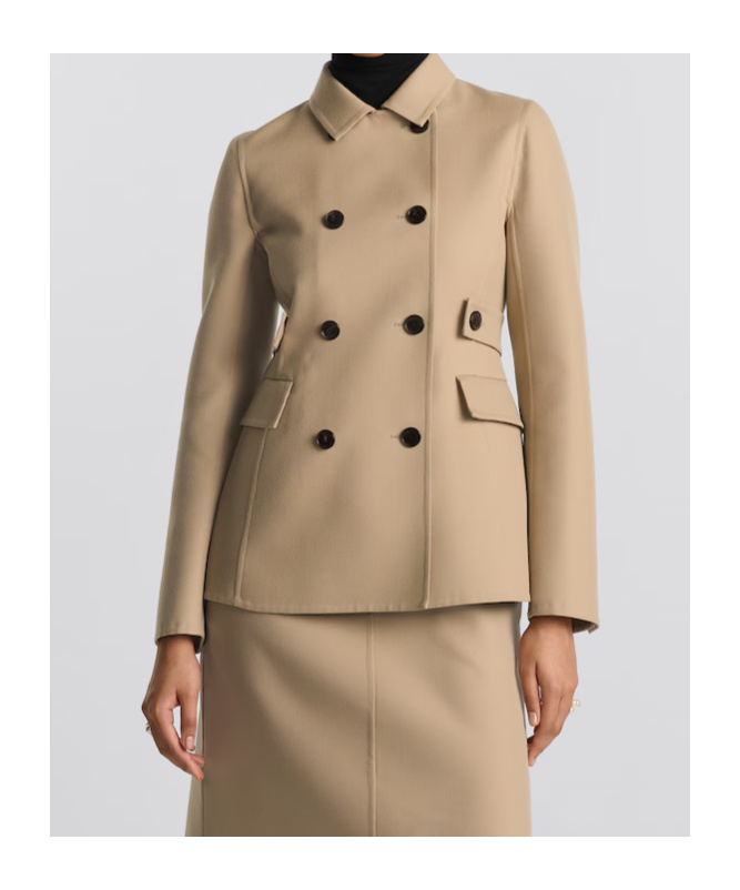 Dior Double-breasted Freshly Cut Wool Suit Coat In Nude
