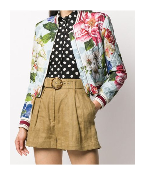 Dolce & Gabbana Floral Print Bomber Jacket In White