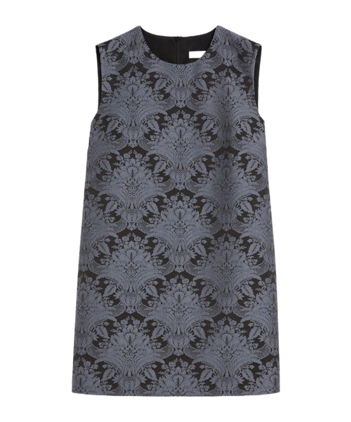 Max Mara Romania Baroque Jacquard Sleeveless Mini Dress In Gray