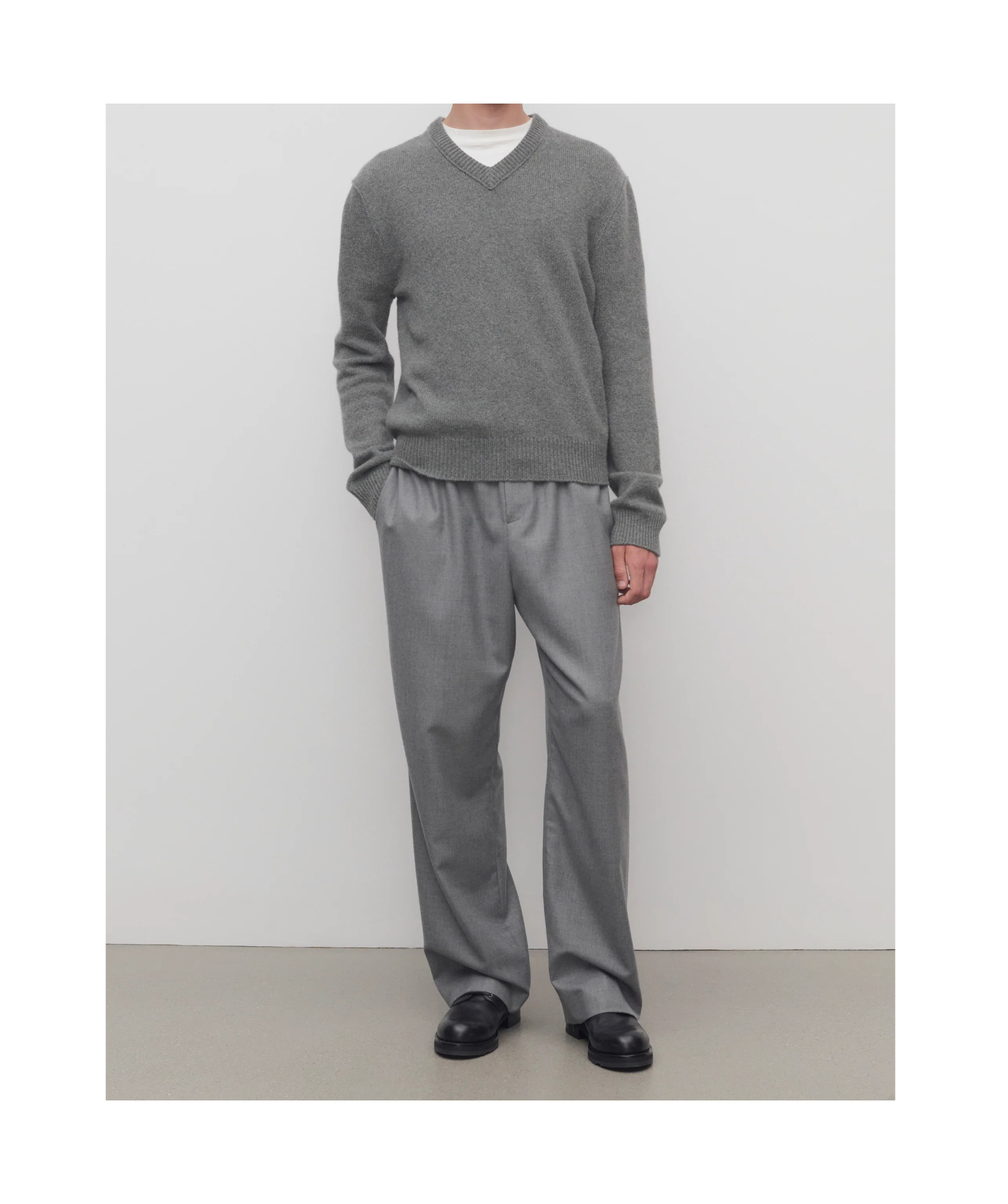 The Row Xon Pant In Virgin Wool In Gray