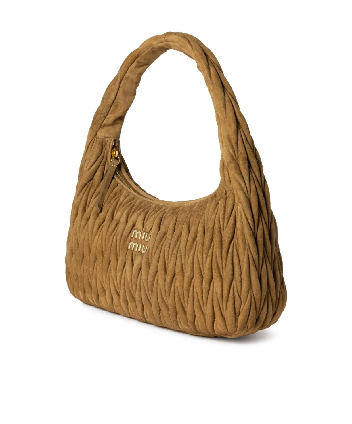 Miu Miu Wander Extra-large Matelassé Suede Bag In Olive Green