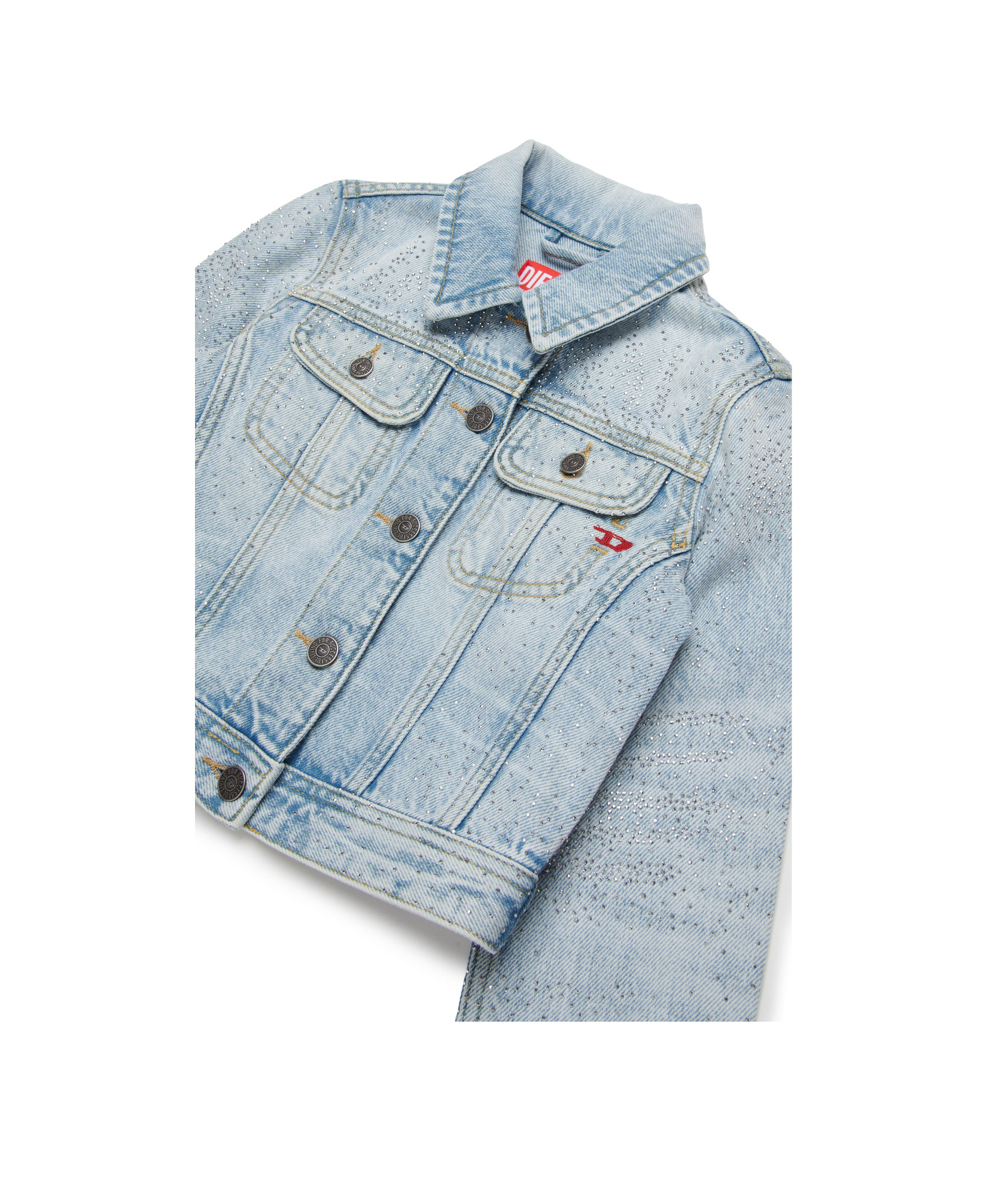 Diesel Rhinestone-embellished Denim Jacket In Green