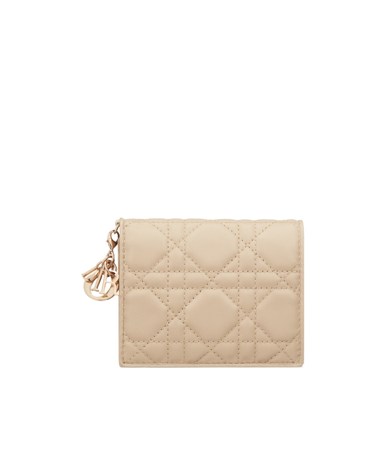 Dior Mini Lady Gardenia Wallet In Pink Beige