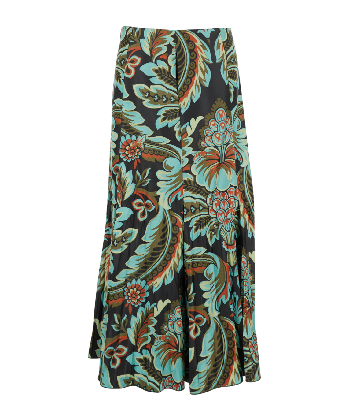Etro Floral Asymmetric Wrap Skirt In Green Multi In Green