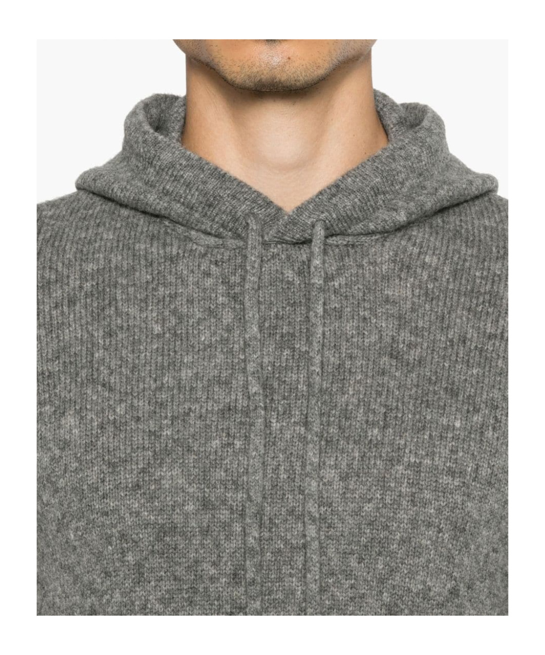Roberto Collina Textured Knit Hooded Sweater In Medium Grey In Gray