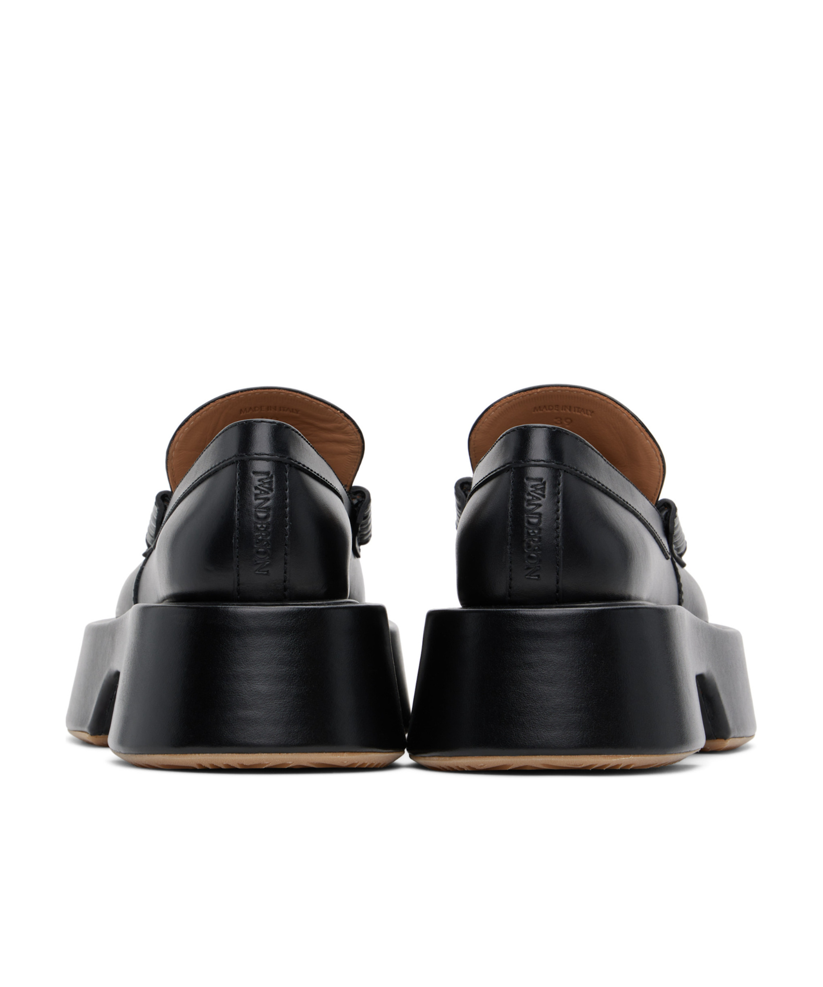 Jw Anderson Leather Platform Moccasins In Black