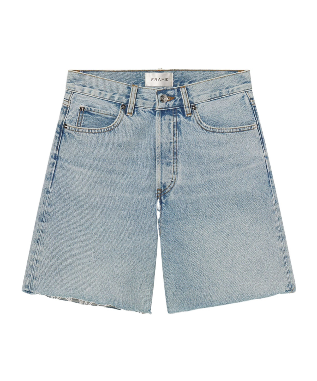 Frame Frayed Denim Shorts In Gray