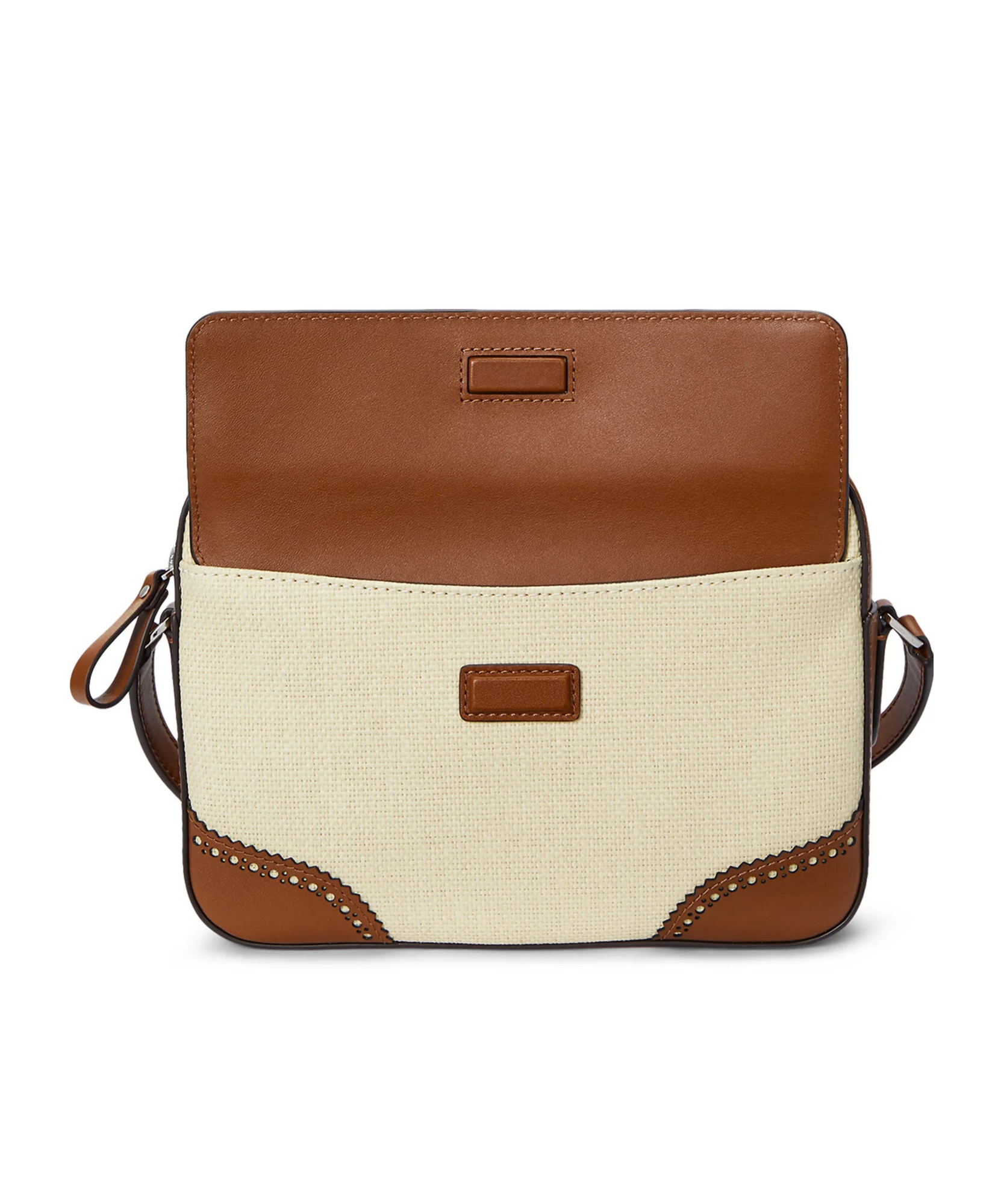 Ralph Lauren Leather-trimmed Logo-plaque Tote Bag In Brown