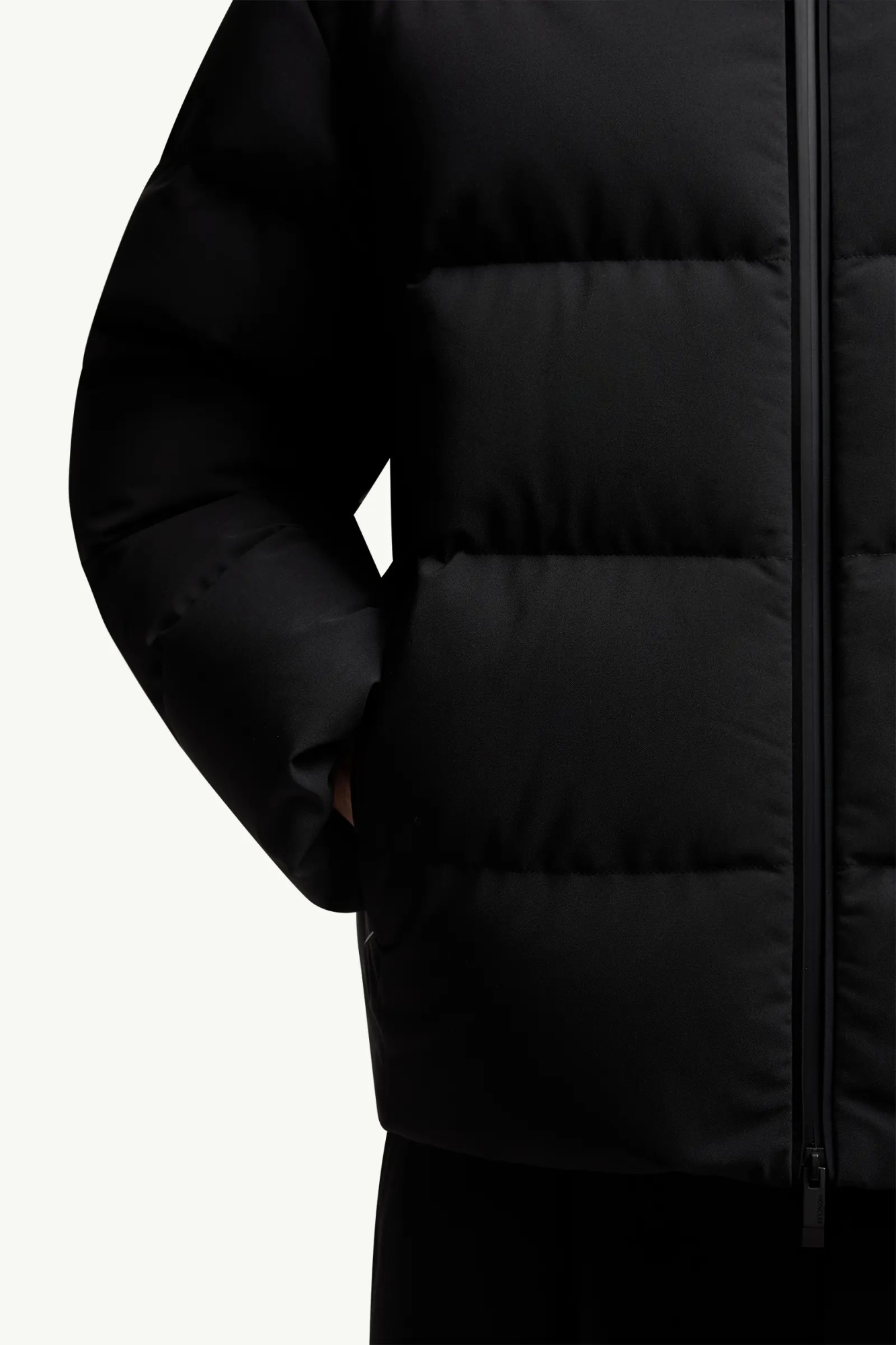 Moncler Puffer Jacket With Detachable Hood And Pockets In Black