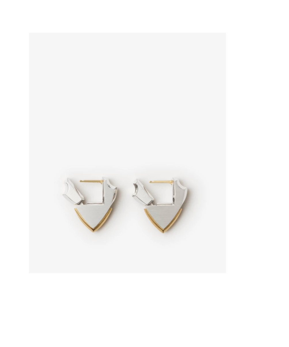 Burberry Shield Pattern Earrings In White