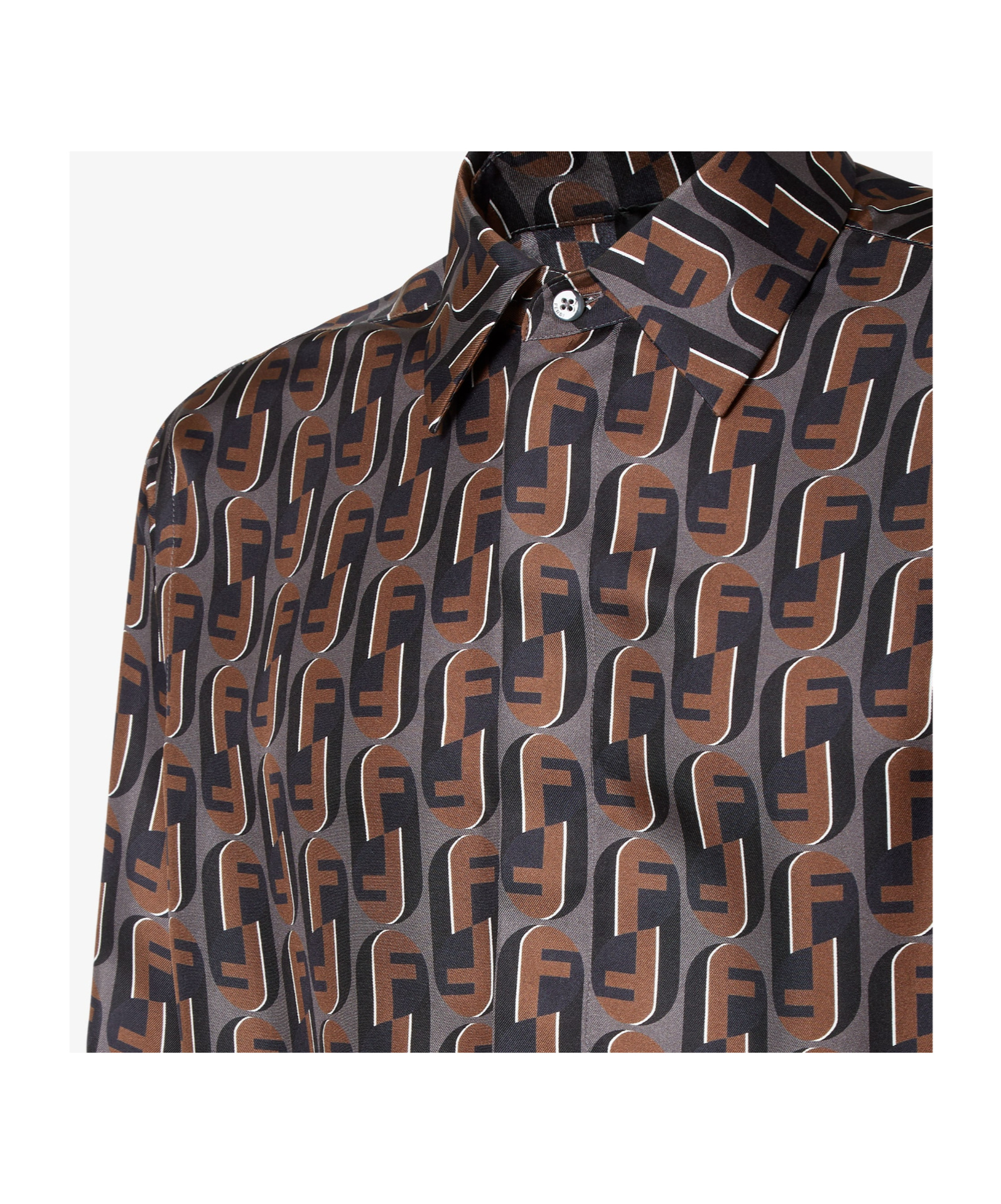 Fendi All-over Print Long Sleeves Shirt In Brown
