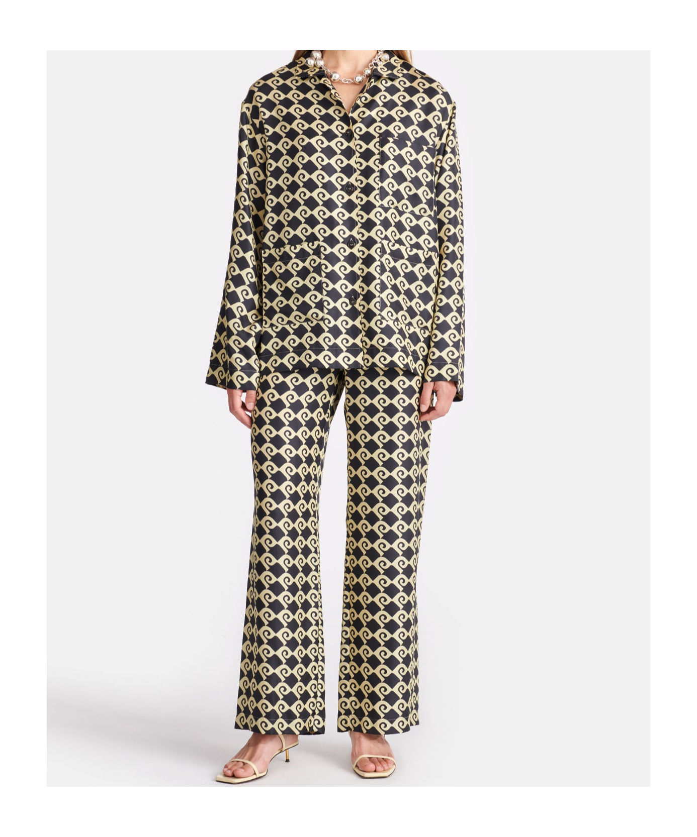 Nanushka Geometric Shirt In Black