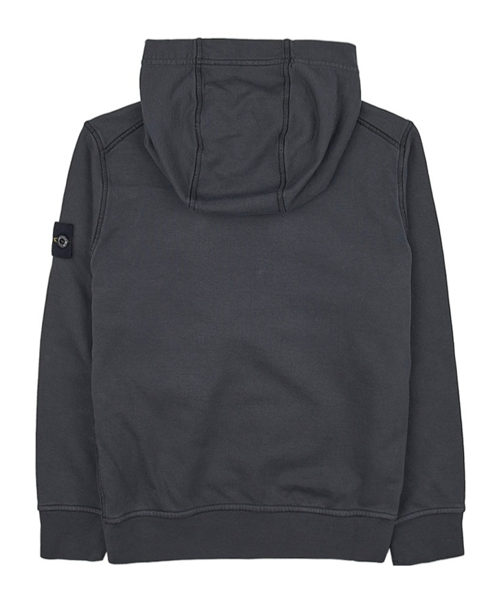 Stone Island Logo Hooded Sweater In Charcoal-grey