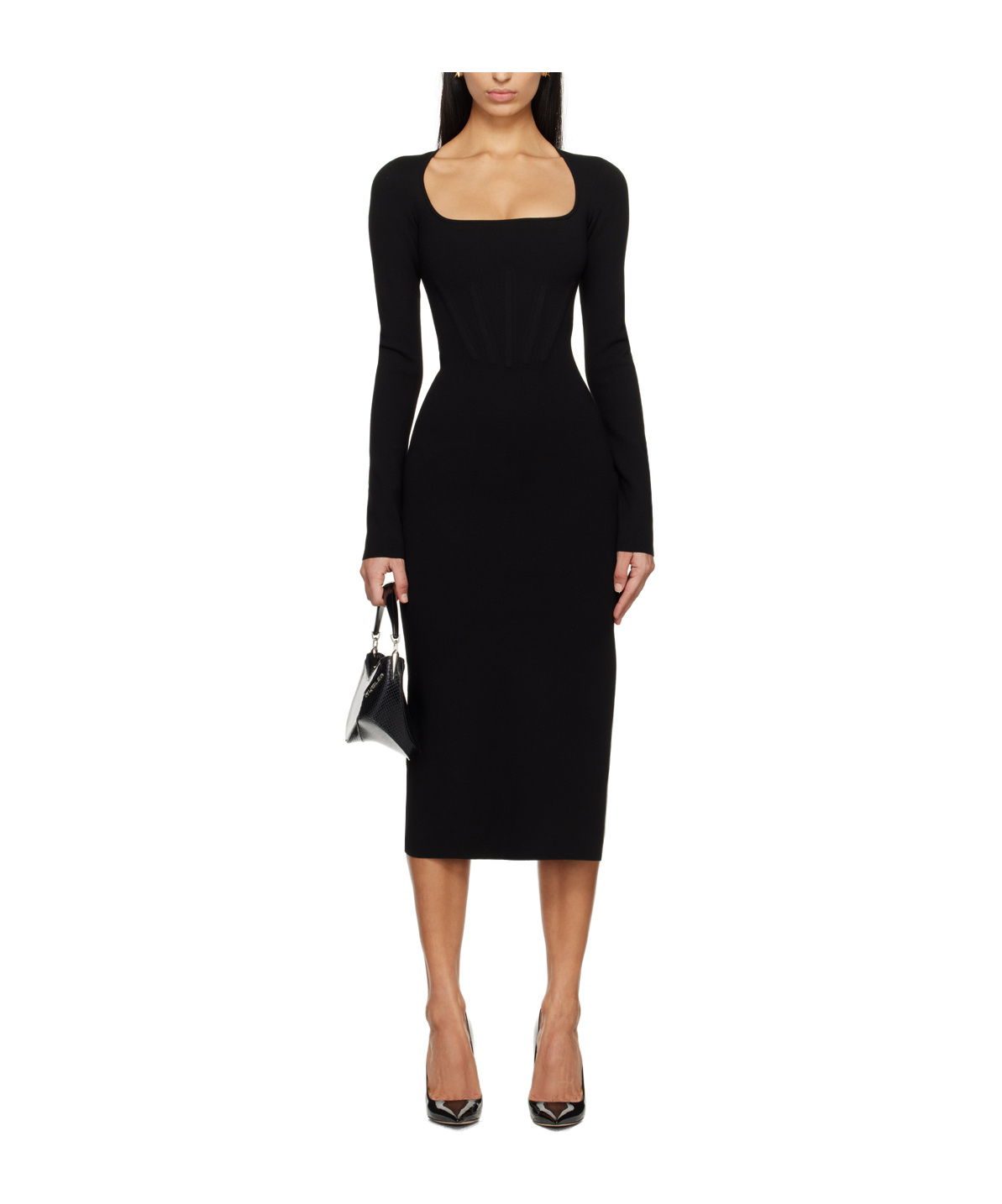 Mugler Heaven Long-sleeved Dress In Black