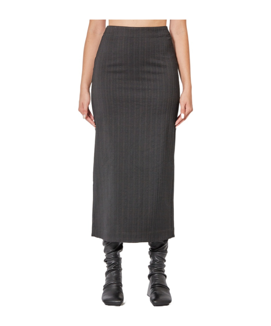 Uma Wang Striped Skirt In Black