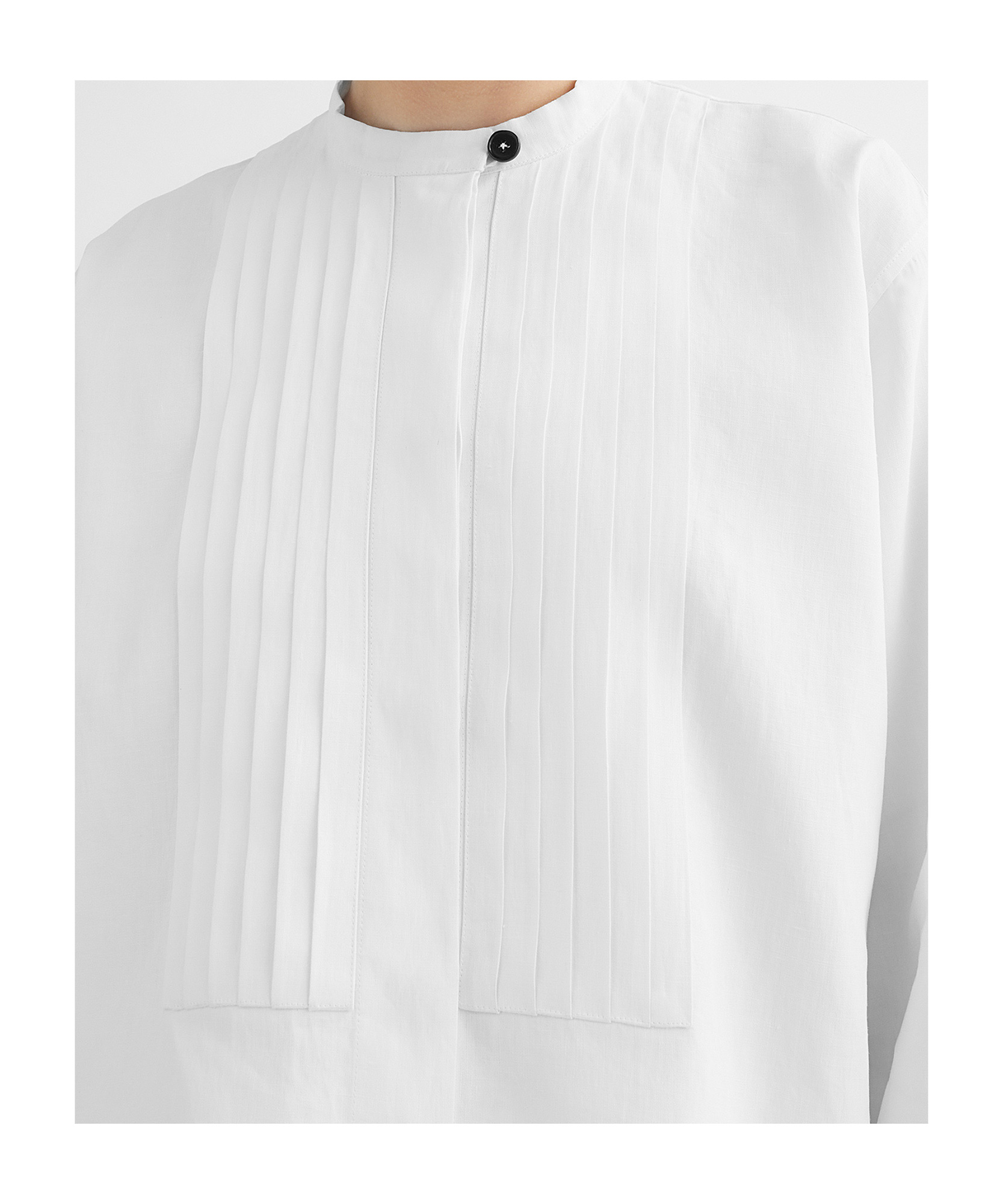 Shop Jil Sander Linen Pleated Shirt In White