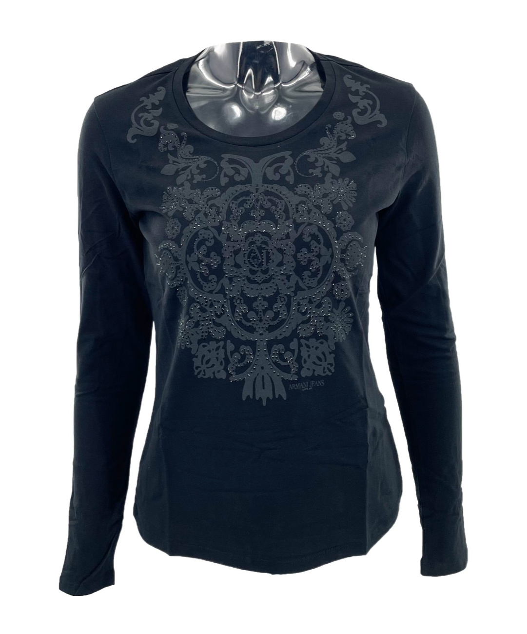 Armani Jeans Round Collar And Long-sleeved T-shirt In Black