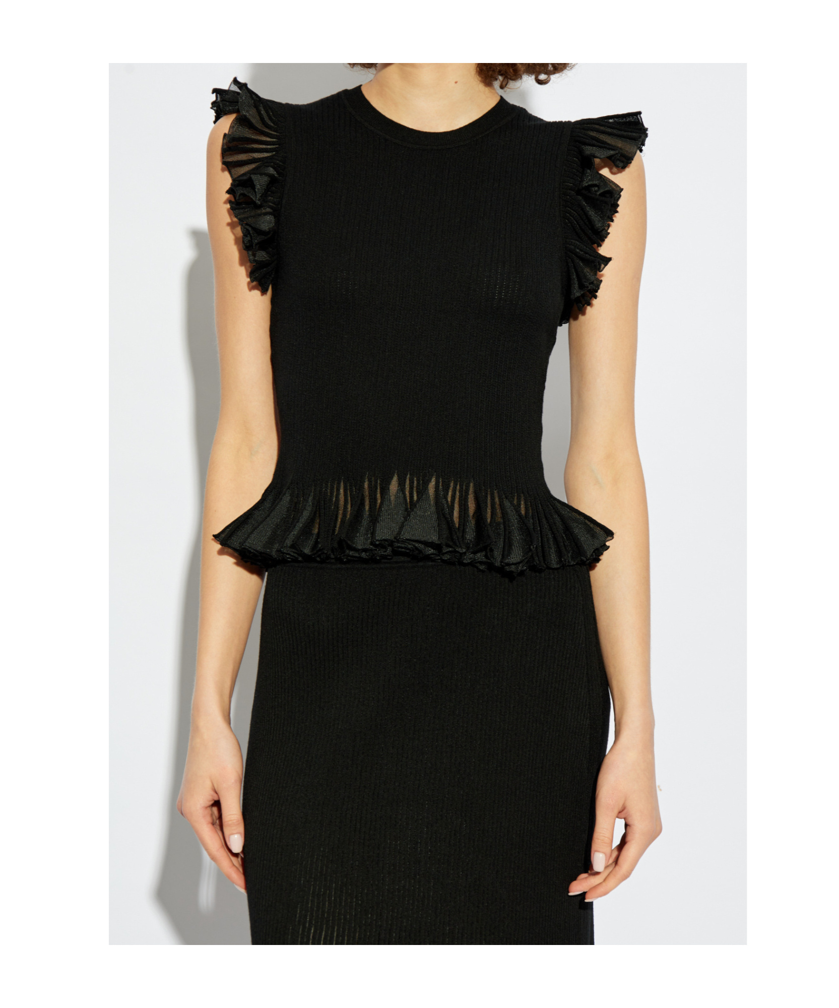 Ulla Johnson Leila Flared Sunburst-knit Top In Black
