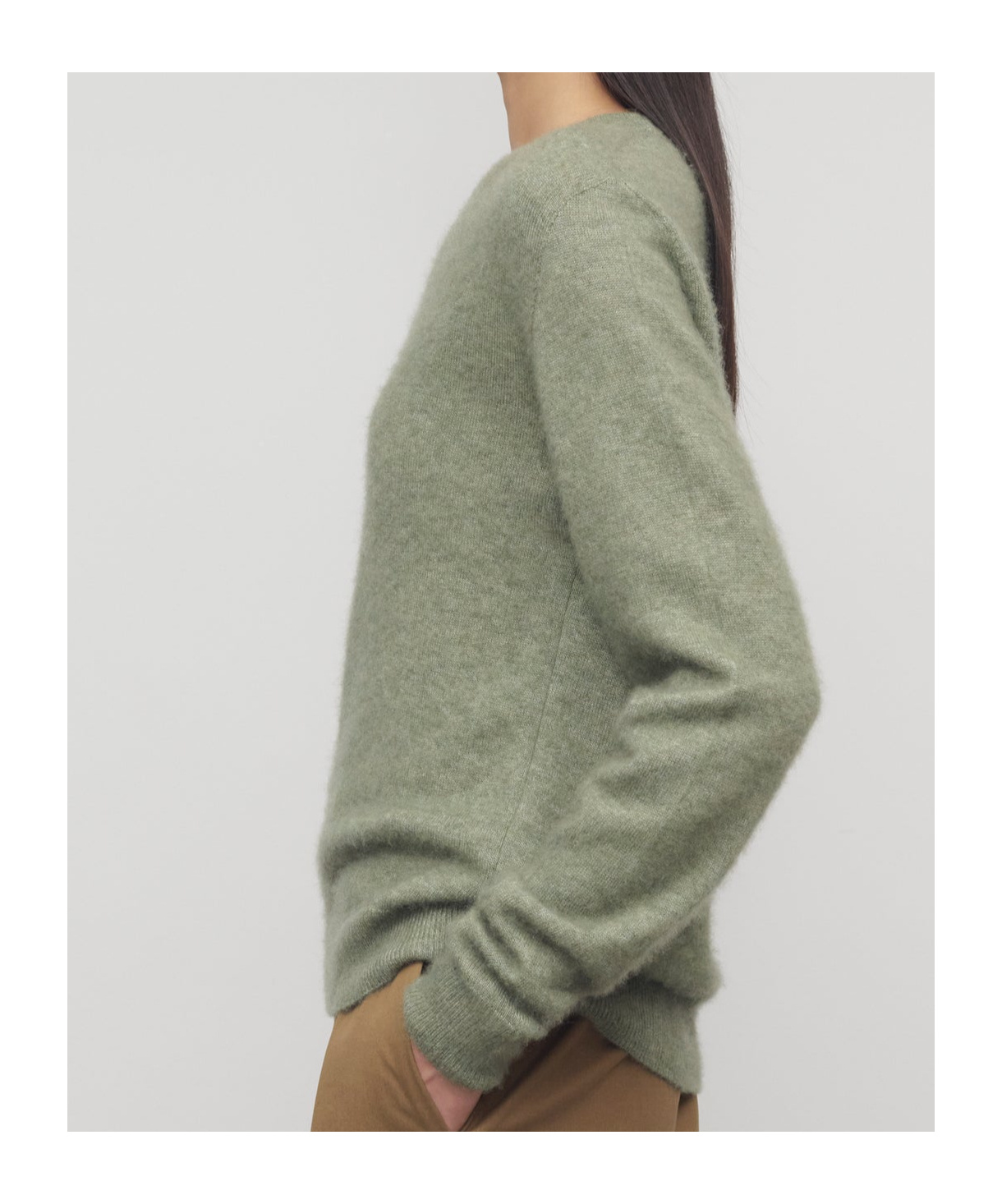The Row Lorynna Velvet-blend Top In Green