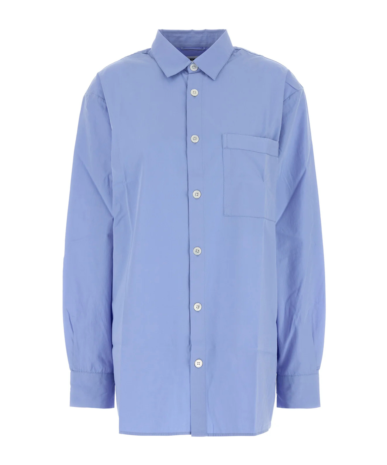 Tekla Cerulean Blue Poplin Oversize Pyjama Shirt In Burgundy