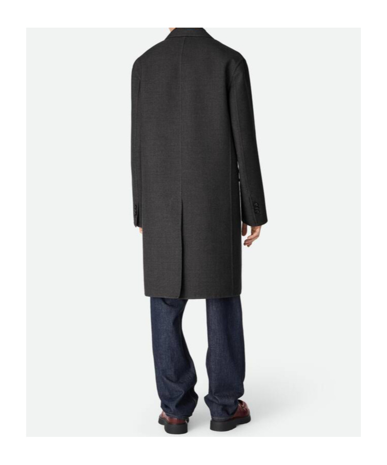 Bottega Veneta Double-layer Wool Coat In Black